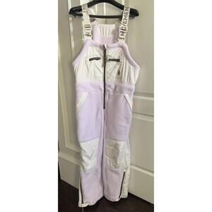 Free People FP Movement Hit the Slopes Fleece Overalls Rose Quartz Combo MED NEW